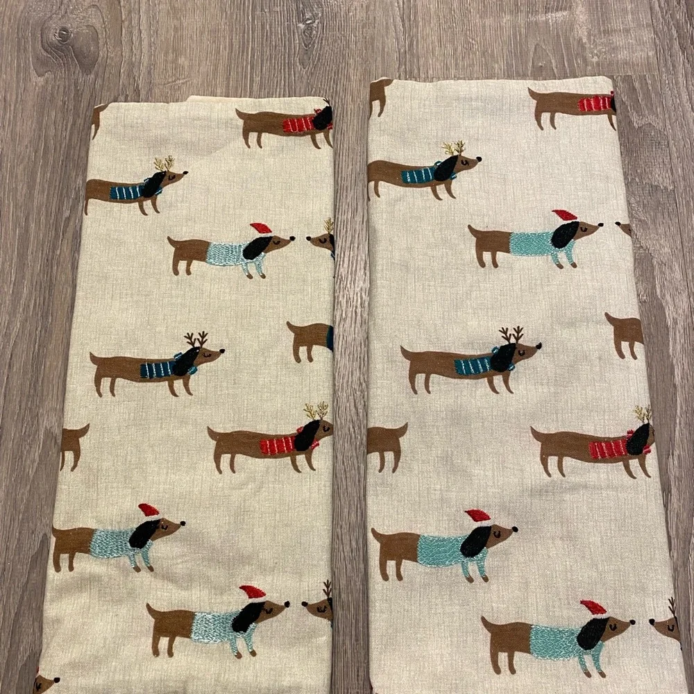 NEW West Elm Meri Meri Winter Dachshund Pillow Cover 20” Square- set of 2